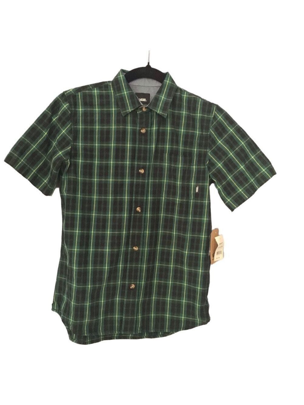 Vans Plaid Cotton Poplin Short-Sleeve Button-Up Shirt – Boys Medium – NWT